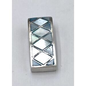 925 ATI Thai Pendant Blue Mother of Pearl Sterling Silver Geometric Inlay 5.32g